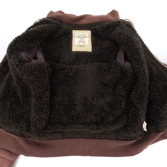 VINTAGE 90s Abercrombie Wolf Jaw Jacket Fur Y2k Spell Out Logo Distressed Grunge - Picture 8 of 12